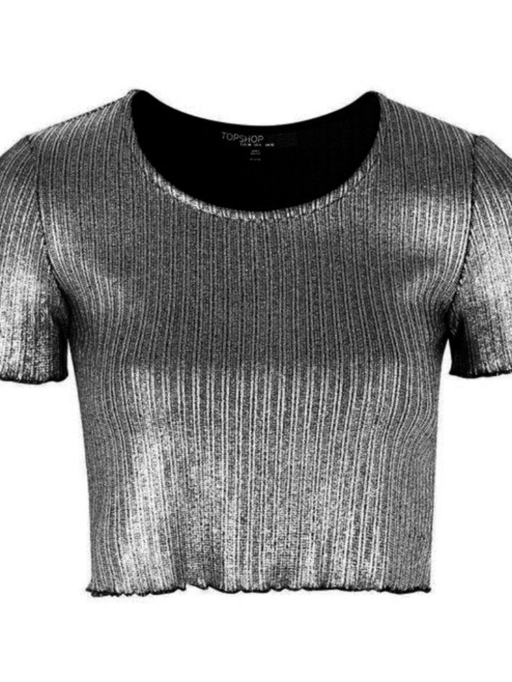 Topshop Metallic Frill Cropped T-Shirt